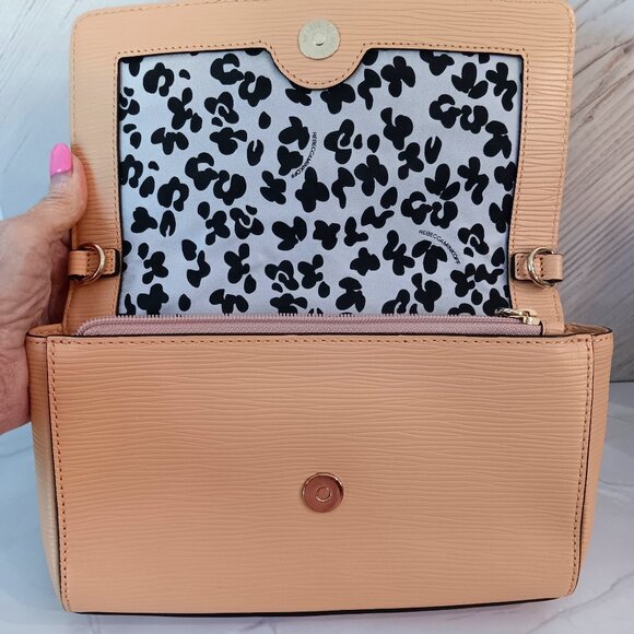NWT REBECCA MINKOFF "AVERY" Leather Crossbody Bag Beautiful Apricot Color - Picture 5 of 10